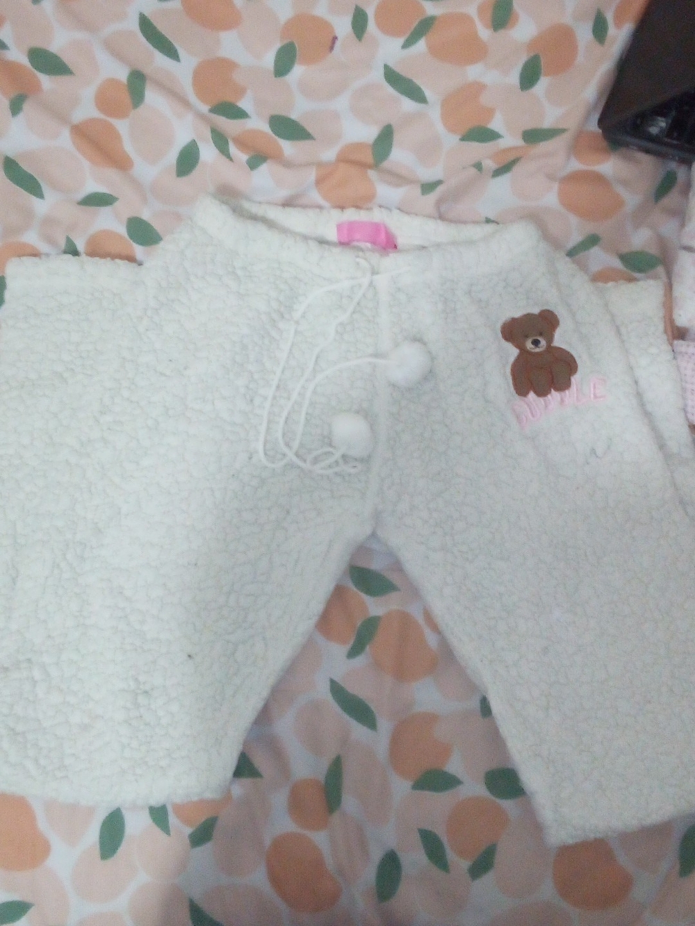 Love Tree Cream Sherpa Fleece Lounge Pants with Pink Satin Tag